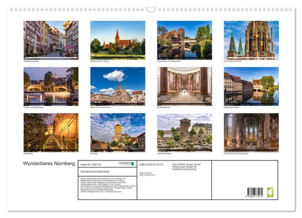 Produktbild: Wunderbares N&uuml;rnberg (Wandkalender 2027 DIN A2 quer), CALVENDO Monatskalender