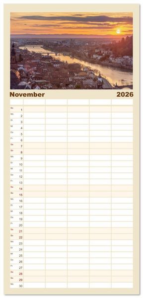 Produktbild: Familienplaner 2026 - Heidelberg im Fokus mit 5 Spalten (Wandkalender, 21 x 45 cm) CALVENDO