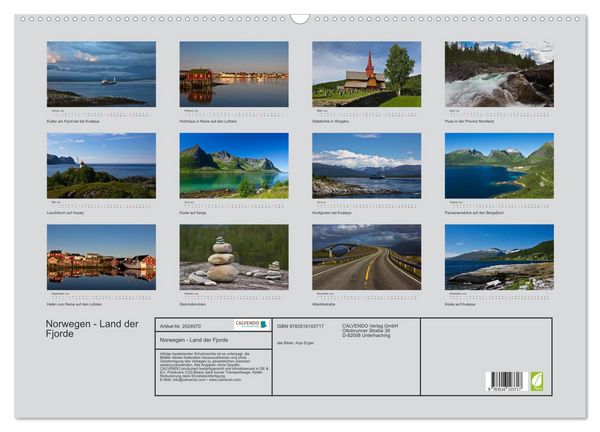 Produktbild: Norwegen - Land der Fjorde (Wandkalender 2026 DIN A2 quer), CALVENDO Monatskalender