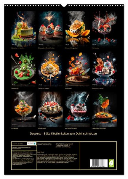 Produktbild: Desserts - S&uuml;&szlig;e K&ouml;stlichkeiten zum Dahinschmelzen (hochwertiger Premium Wandkalender 2026 DIN A2 hoch), Kunstdruck in Hochglanz