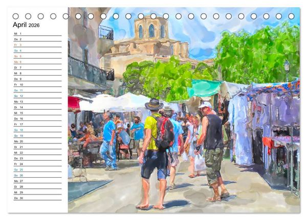 Produktbild: Mallorca - Impressionen in Aquarellfarben (Tischkalender 2026 DIN A5 quer), CALVENDO Monatskalender