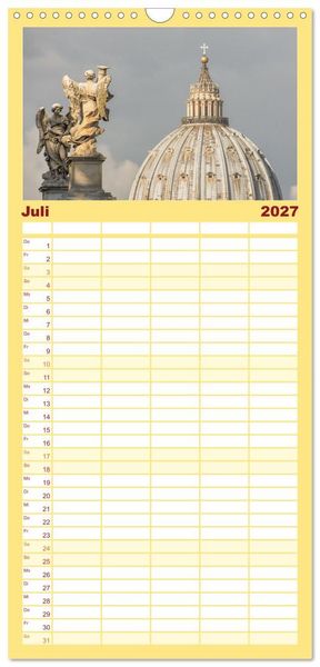 Produktbild: Familienplaner 2027 - San Pietro - Petersplatz und Petersdom mit 5 Spalten (Wandkalender, 21 x 45 cm) CALVENDO