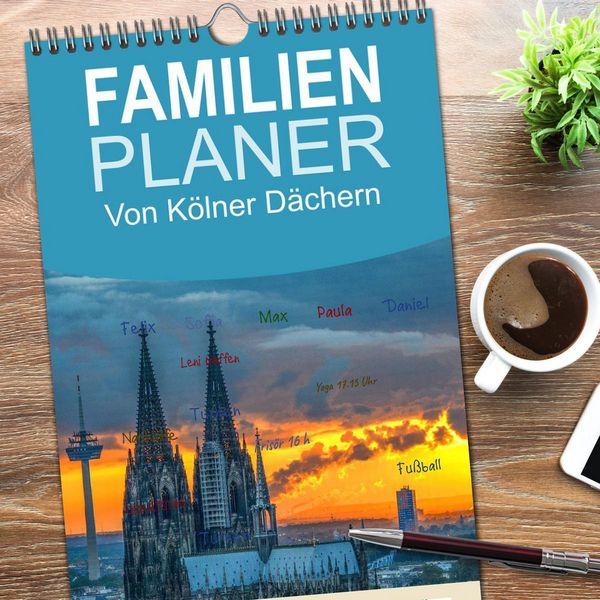 Produktbild: Familienplaner 2026 - Von K&ouml;lner D&auml;chern mit 5 Spalten (Wandkalender, 21 x 45 cm) CALVENDO