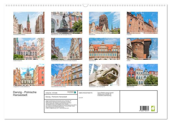Produktbild: Danzig - Polnische Hansestadt (Wandkalender 2026 DIN A2 quer), CALVENDO Monatskalender