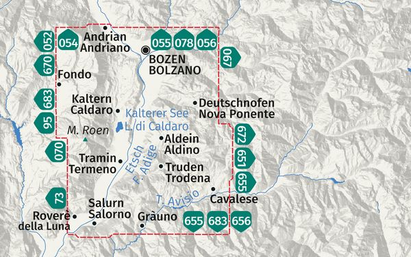 Produktbild: KOMPASS Wanderkarte 074 S&uuml;dtiroler Weinstra&szlig;e, Unterland / Strada del Vino, Bassa Atesina 1:25.000