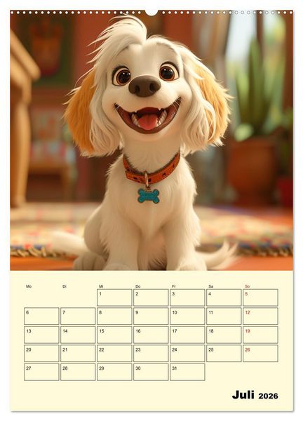 Produktbild: Entz&uuml;ckende Hunde. Liebliche Cartoons zum Schmunzeln (hochwertiger Premium Wandkalender 2026 DIN A2 hoch), Kunstdruck in Hochglanz