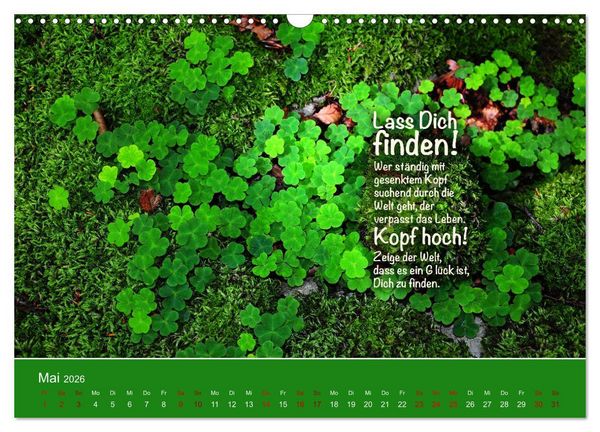 Produktbild: Pfl&uuml;ck Dein Gl&uuml;ck &ndash; Kleine Weisheiten f&uuml;r den Alltag (Wandkalender 2026 DIN A3 quer), CALVENDO Monatskalender