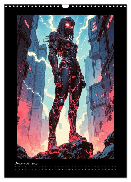 Produktbild: Cybertronic Chaos: Anime-inspirierte KI- Charaktere (Wandkalender 2026 DIN A3 hoch), CALVENDO Monatskalender