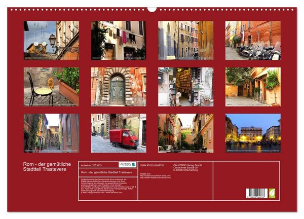 Produktbild: Rom - der gem&uuml;tliche Stadtteil Trastevere (Wandkalender 2026 DIN A2 quer), CALVENDO Monatskalender