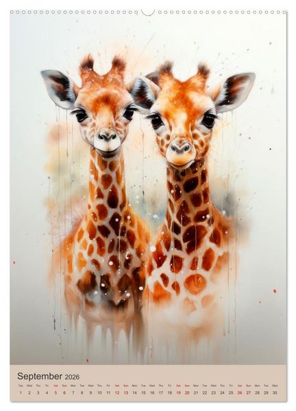 Produktbild: Cute animal families (High Quality Premium Wall Calendar 2026 DIN A2 portrait),CALVENDO 12 Month Wall Calendar