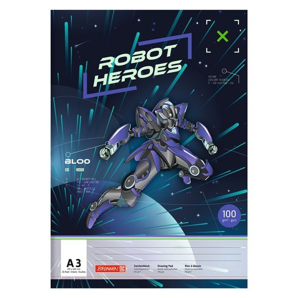Produktbild: Brunnen Zeichenblock A3 20 Blatt Robot Hero