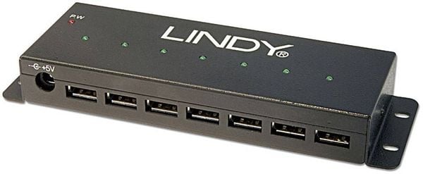 LINDY USB 2.0 Metall Hub 7 Port 7 Port USB 2.0-Hub Schwarz