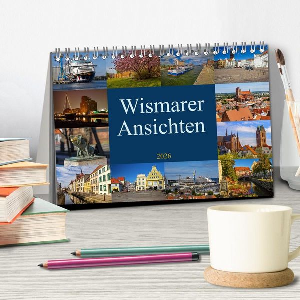 Produktbild: Wismarer Ansichten 2026 (Tischkalender 2026 DIN A5 quer), CALVENDO Monatskalender