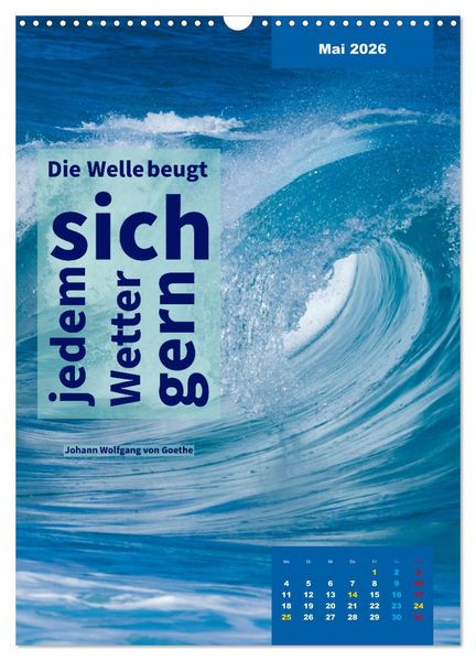 Produktbild: Verr&uuml;ckt nach MEER - Wellen - Strand - Zitate (Wandkalender 2026 DIN A3 hoch), CALVENDO Monatskalender