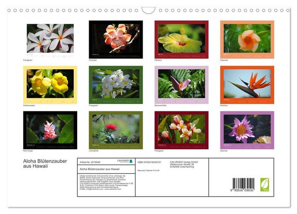 Produktbild: Aloha Bl&uuml;tenzauber aus Hawaii (Wandkalender 2026 DIN A3 quer), CALVENDO Monatskalender