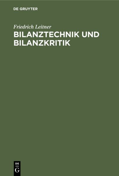 Produktbild: Bilanztechnik und Bilanzkritik