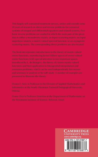 Produktbild: Bitangential Direct and Inverse Problems for Systems of Integral and Differential Equations
