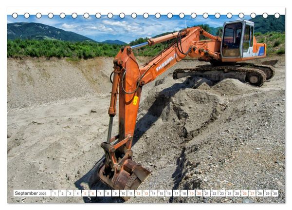 Produktbild: Baumaschinen - Maschinen auf der Baustelle (Tischkalender 2026 DIN A5 quer), CALVENDO Monatskalender