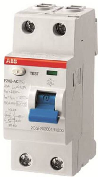 Produktbild: ABB 2CSF202199R1250 F202 A-25/0,03 110V FI-Schutzschalter A 2polig 25A 0.03A 230V