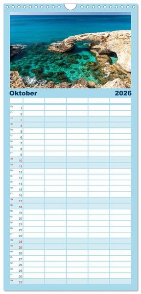 Produktbild: Familienplaner 2026 - Trauminsel Zypern mit 5 Spalten (Wandkalender, 21 x 45 cm) CALVENDO