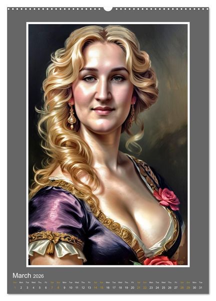 Produktbild: Ladies, Lace and Flowers (High Quality Premium Wall Calendar 2026 DIN A2 portrait),CALVENDO 12 Month Wall Calendar