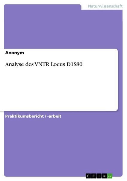 Produktbild: Analyse des VNTR Locus D1S80