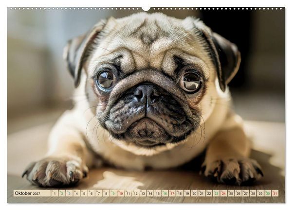 Produktbild: Der kleine Mops-Kalender (Wandkalender 2027 DIN A2 quer), CALVENDO Monatskalender