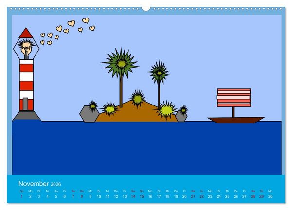 Produktbild: Leuchtturm im Meer (hochwertiger Premium Wandkalender 2026 DIN A2 quer), Kunstdruck in Hochglanz