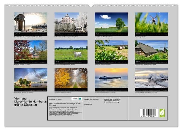 Produktbild: Vier- und Marschlande Hamburgs gr&uuml;ner S&uuml;dosten (hochwertiger Premium Wandkalender 2026 DIN A2 quer), Kunstdruck in Hochglanz