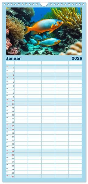 Produktbild: Familienplaner 2026 - Tief unten im Meer Unterwasser Fantasy mit 5 Spalten (Wandkalender, 21 x 45 cm) CALVENDO