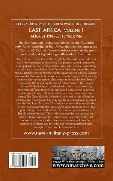 Produktbild: EAST AFRICA VOLUME 1 August 1914-September 1916