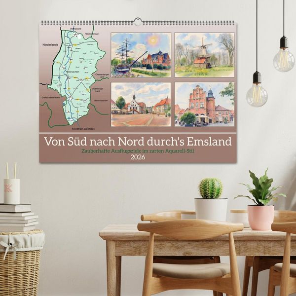 Produktbild: Von S&uuml;d nach Nord durch's Emsland (Wandkalender 2026 DIN A2 quer), CALVENDO Monatskalender