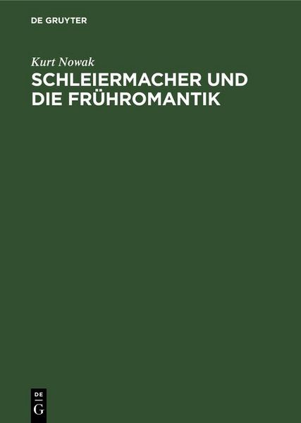 Produktbild: Schleiermacher und die Fr&uuml;hromantik