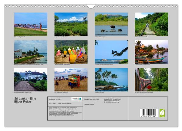 Produktbild: Sri Lanka - Eine Bilder-Reise (Wandkalender 2026 DIN A3 quer), CALVENDO Monatskalender