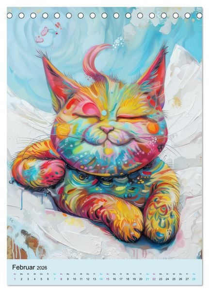 Produktbild: Katzen im expressionistischen Stil (Tischkalender 2026 DIN A5 hoch), CALVENDO Monatskalender