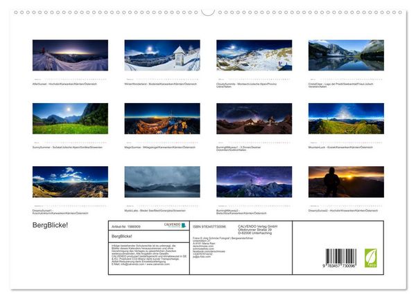 Produktbild: BergBlicke! (hochwertiger Premium Wandkalender 2026 DIN A2 quer), Kunstdruck in Hochglanz