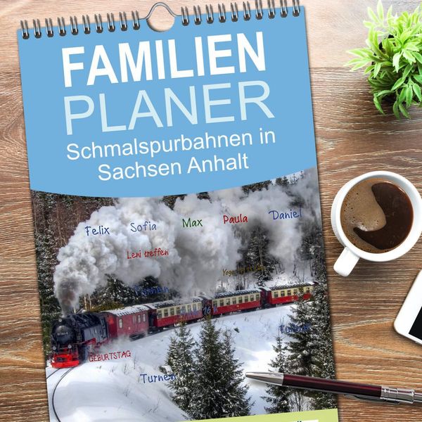 Produktbild: Familienplaner 2026 - Schmalspurbahnen in Sachsen Anhalt mit 5 Spalten (Wandkalender, 21 x 45 cm) CALVENDO