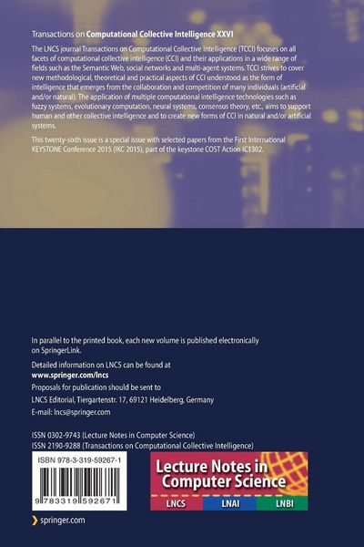 Produktbild: Transactions on Computational Collective Intelligence XXVI
