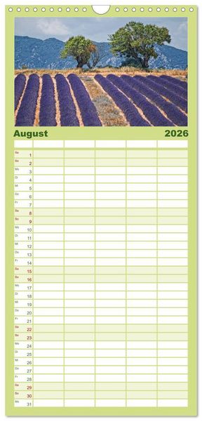 Produktbild: Familienplaner 2026 - Provence romantique mit 5 Spalten (Wandkalender, 21 x 45 cm) CALVENDO