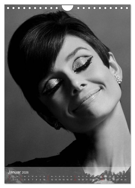 Produktbild: Hollywood-Diva - Audrey Hepburn (Wandkalender 2026 DIN A4 hoch), CALVENDO Monatskalender