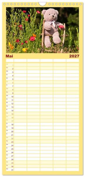 Produktbild: Familienplaner 2027 - Kunterbunte B&auml;renwelt - Teddys mit 5 Spalten (Wandkalender, 21 x 45 cm) CALVENDO