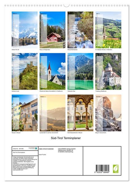 Produktbild: S&uuml;d-Tirol Terminplaner (Wandkalender 2026 DIN A2 hoch), CALVENDO Monatskalender