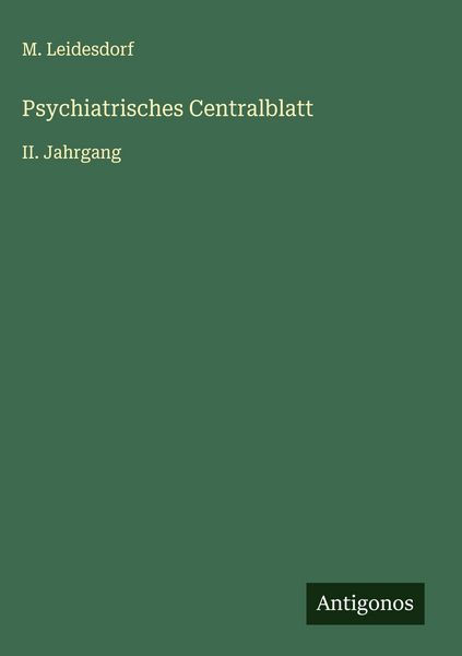 Produktbild: Psychiatrisches Centralblatt