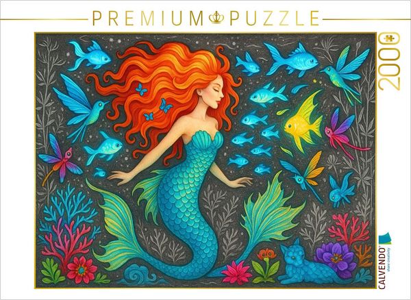 Produktbild: CALVENDO Puzzle Meerjungfrau und Leuchtfische | 2000 Teile Lege-Gr&ouml;&szlig;e 90x67cm Foto-Puzzle f&uuml;r gl&uuml;ckliche Stunden
