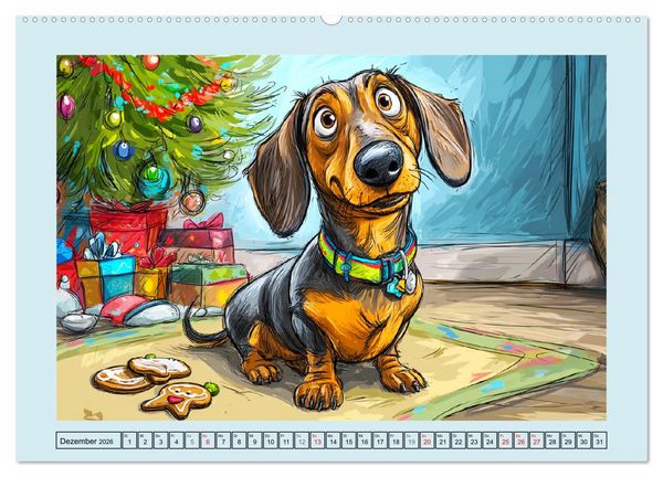 Produktbild: Dackel Fun. Zauberhafte Hunde Cartoons f&uuml;rs Herz (hochwertiger Premium Wandkalender 2026 DIN A2 quer), Kunstdruck in Hochglanz