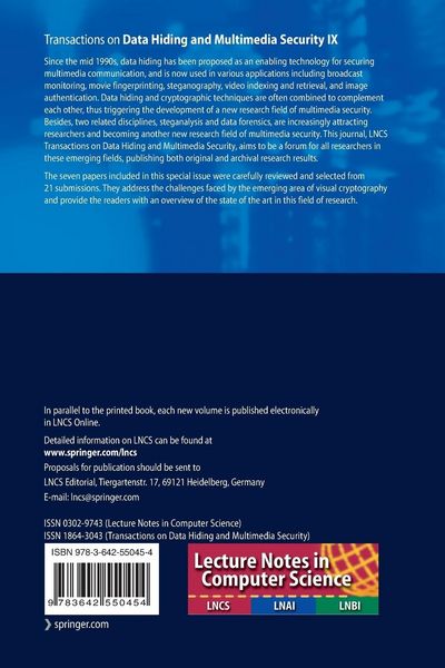 Produktbild: Transactions on Data Hiding and Multimedia Security IX