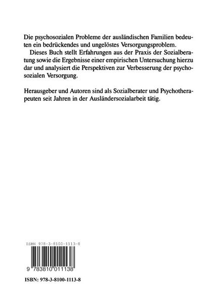 Produktbild: Die psychosoziale Situation von Ausl&auml;ndern in der Bundesrepublik