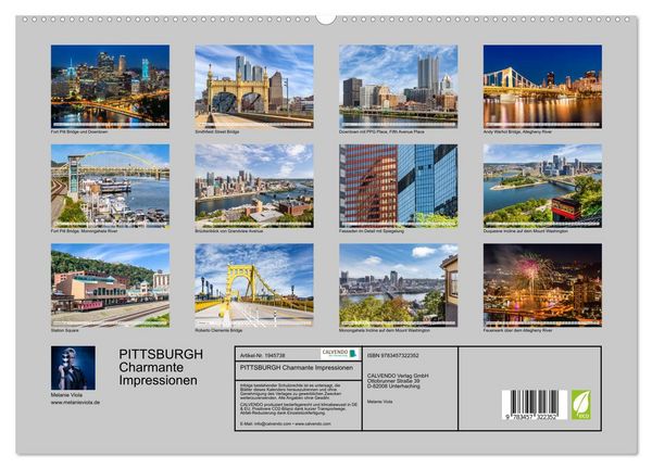 Produktbild: PITTSBURGH Charmante Impressionen (hochwertiger Premium Wandkalender 2026 DIN A2 quer), Kunstdruck in Hochglanz