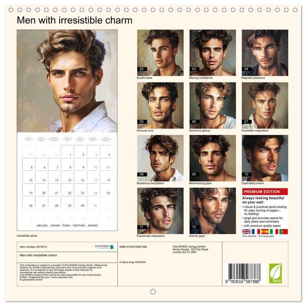 Produktbild: Men with irresistible charm (Wall Calendar 2026 12 &times; 12 Inch) CALVENDO 12 Month Wall Calendar