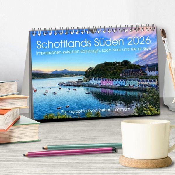 Produktbild: Schottlands S&uuml;den 2026. Impressionen zwischen Edinburgh, Loch Ness und Isle of Skye (Tischkalender 2026 DIN A5 quer), CALVENDO Monatskalender
